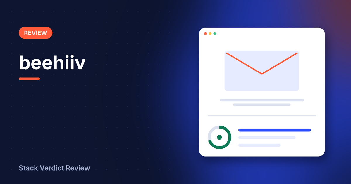 Illustration for beehiiv: a product card with a score, in Stack Verdict Review colors