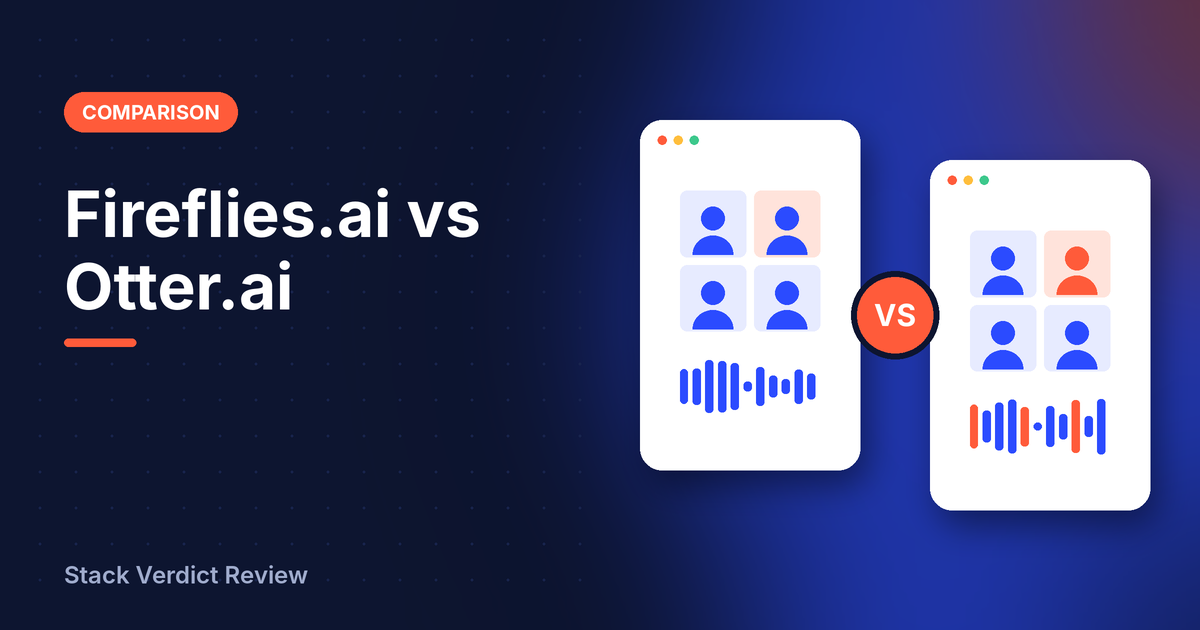 Illustration for Fireflies.ai vs Otter.ai: two products side by side, in Stack Verdict Review colors