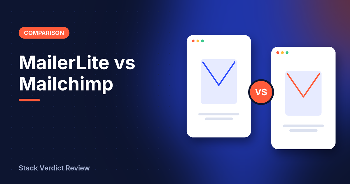 Illustration for MailerLite vs Mailchimp: two products side by side, in Stack Verdict Review colours